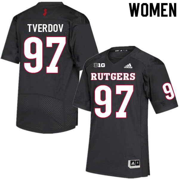 Women #97 Mike Tverdov Rutgers Scarlet Knights College Football Jerseys Sale-Black